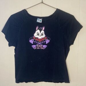 black kitty baby tee